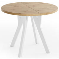 ESSTISCH Vero rund ausziehbar verlängerbar, Eiche Artisan Hellbraun 80-130/80/77 cm - Braun/Weiß, Holz/Holzwerkstoff (80/130/76.5cm) - WFL GROUP