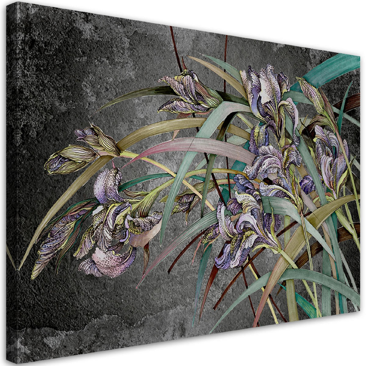 WANDBILD iris blumen im wind - Schwarz, Textil (60/40cm) - Feeby