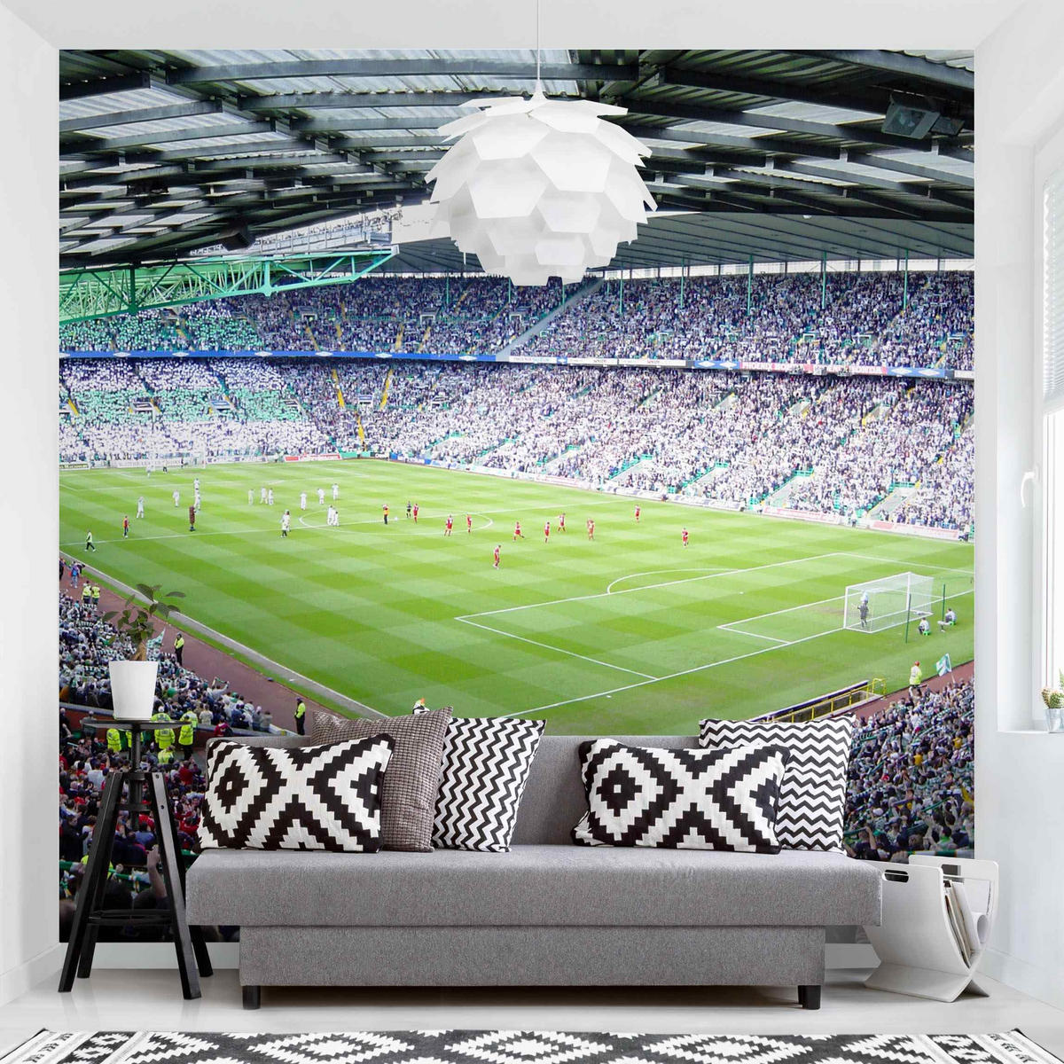 FOTOTAPETE Fußballstadion 288/288 cm - Grün, Papier (288/288cm) - Bilderwelten