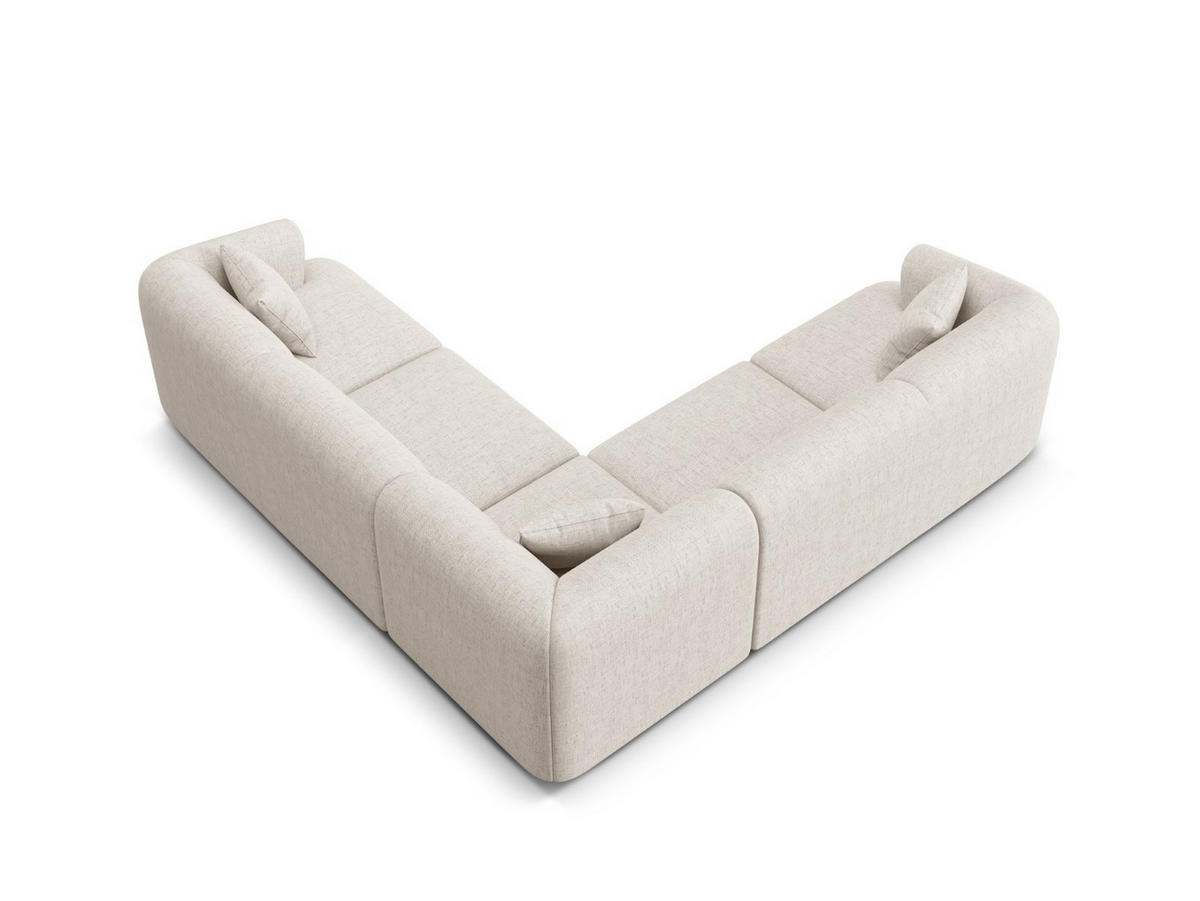 SYMMETRISCHES-MODULARES-ECKSOFA Campi aus strukturiertem Stoff leichtes beige 6 Sitzplätze - Creme, Textil (255/255cm) - Cosmopolitan Design
