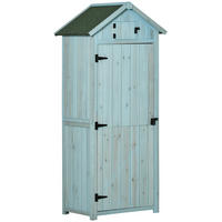 GARTENSCHRANK Geräteschuppen mit Fachböden, Asphaltdach Fenster, Holz, Hellblau+Grün - Hellblau/Grün, Holz (54.2/179/77cm) - Outsunny