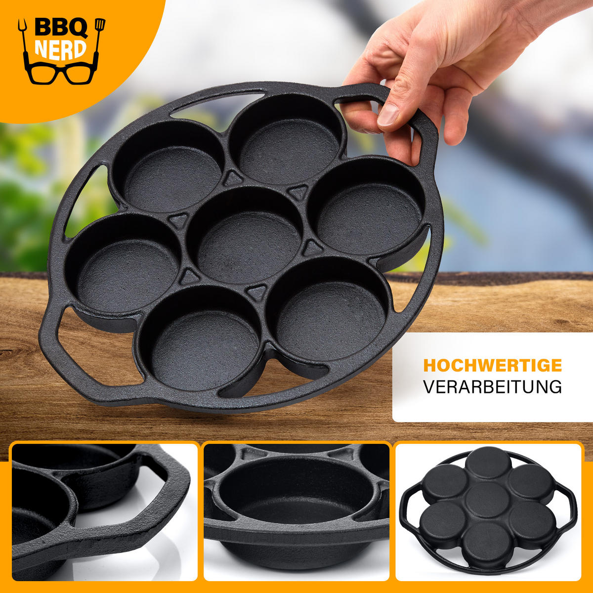 MUFFINFORM 6er aus Gusseisen Muffin Backform - Schwarz, Metall (26/5/26cm) - BBQ Nerd