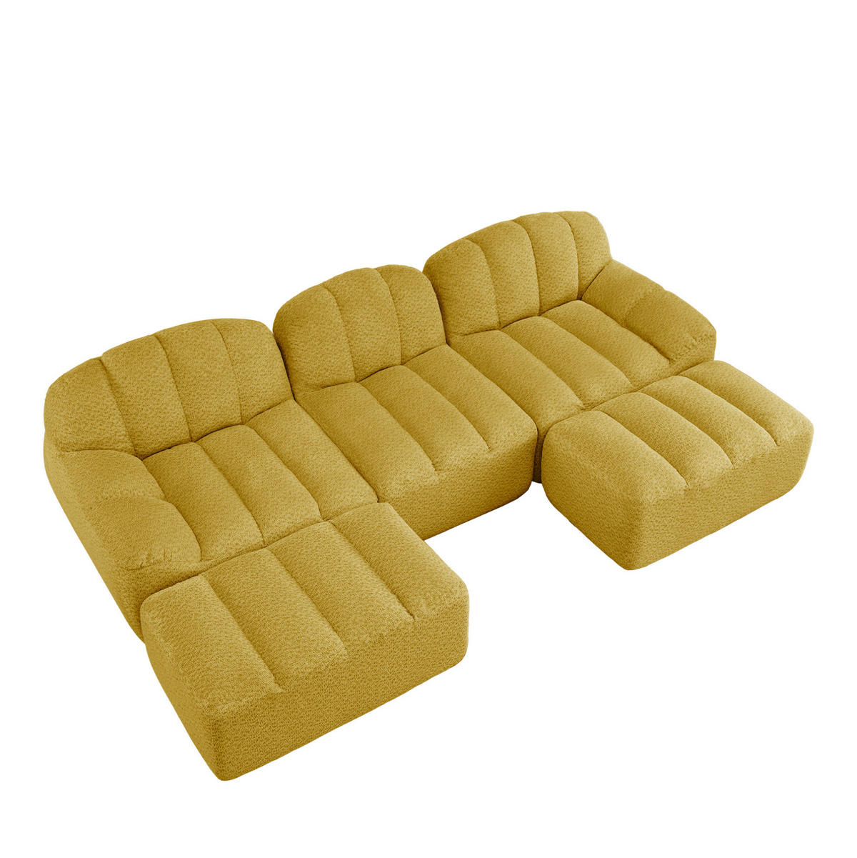 SOFA modular U-Form oder 3-Sitzer Granulierter Fleece Gelb - Gelb, Kunststoff (165/79/288.1cm) - Meubliv
