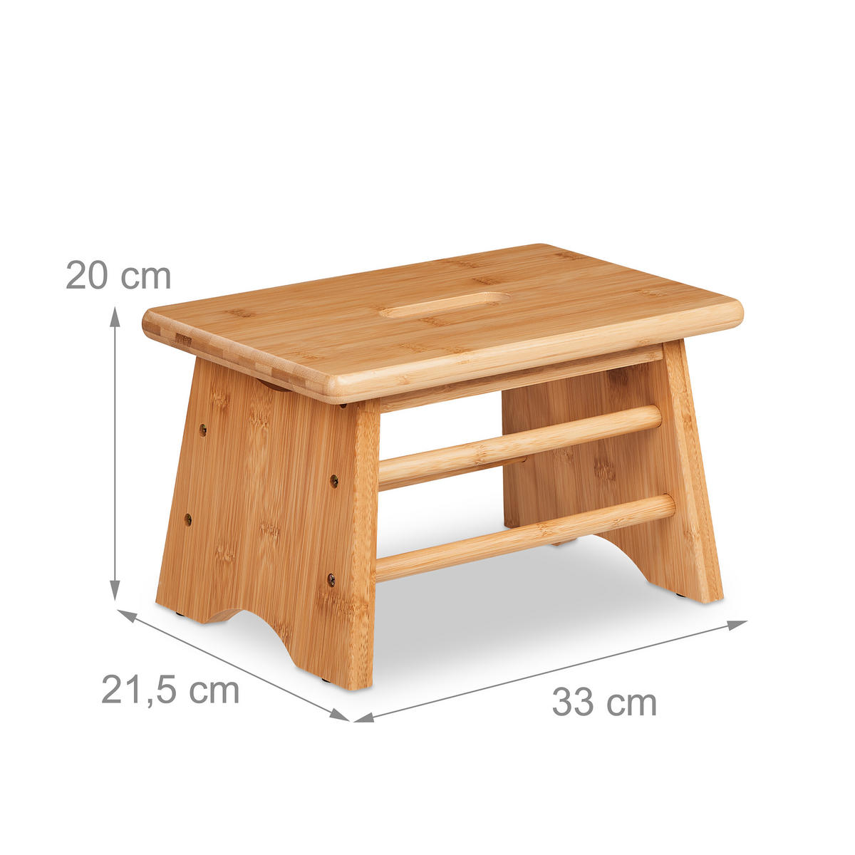 FUSSBANK - Hellbraun, Holz (33/20/21.5cm) - Relaxdays