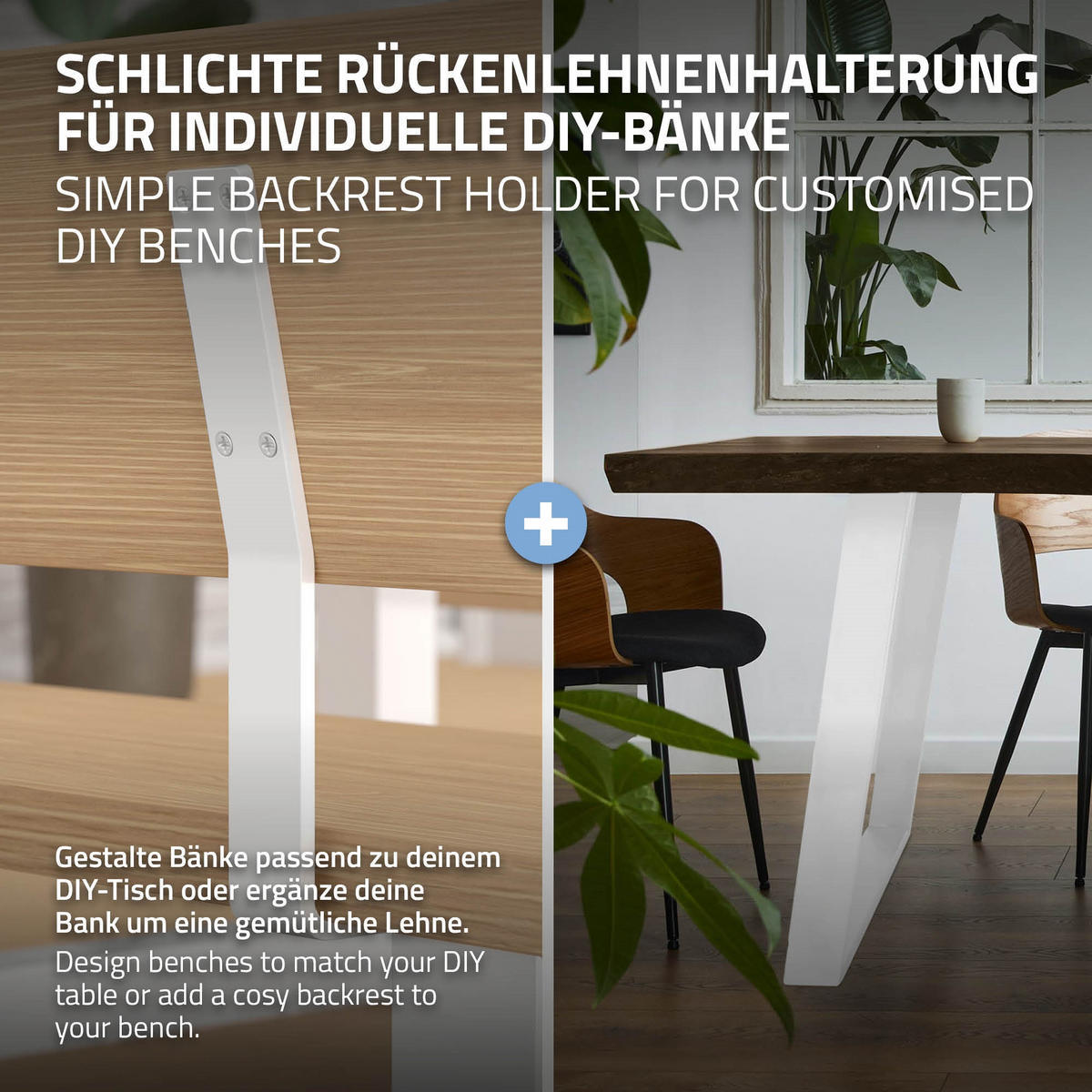 RÜCKENLEHNENHALTERUNG - Weiß, Metall (5/34.5/10cm) - ML-DESIGN