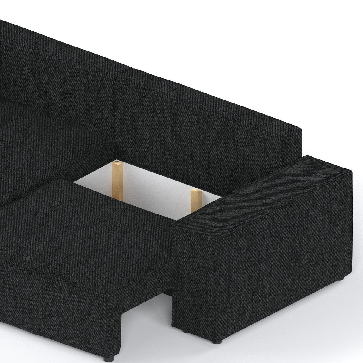 ECKSOFA AVION mit Schlaffunktion Schwarz im Neve Stoff - Schwarz, Holz/Holzwerkstoff (253/148cm) - AltaBeds