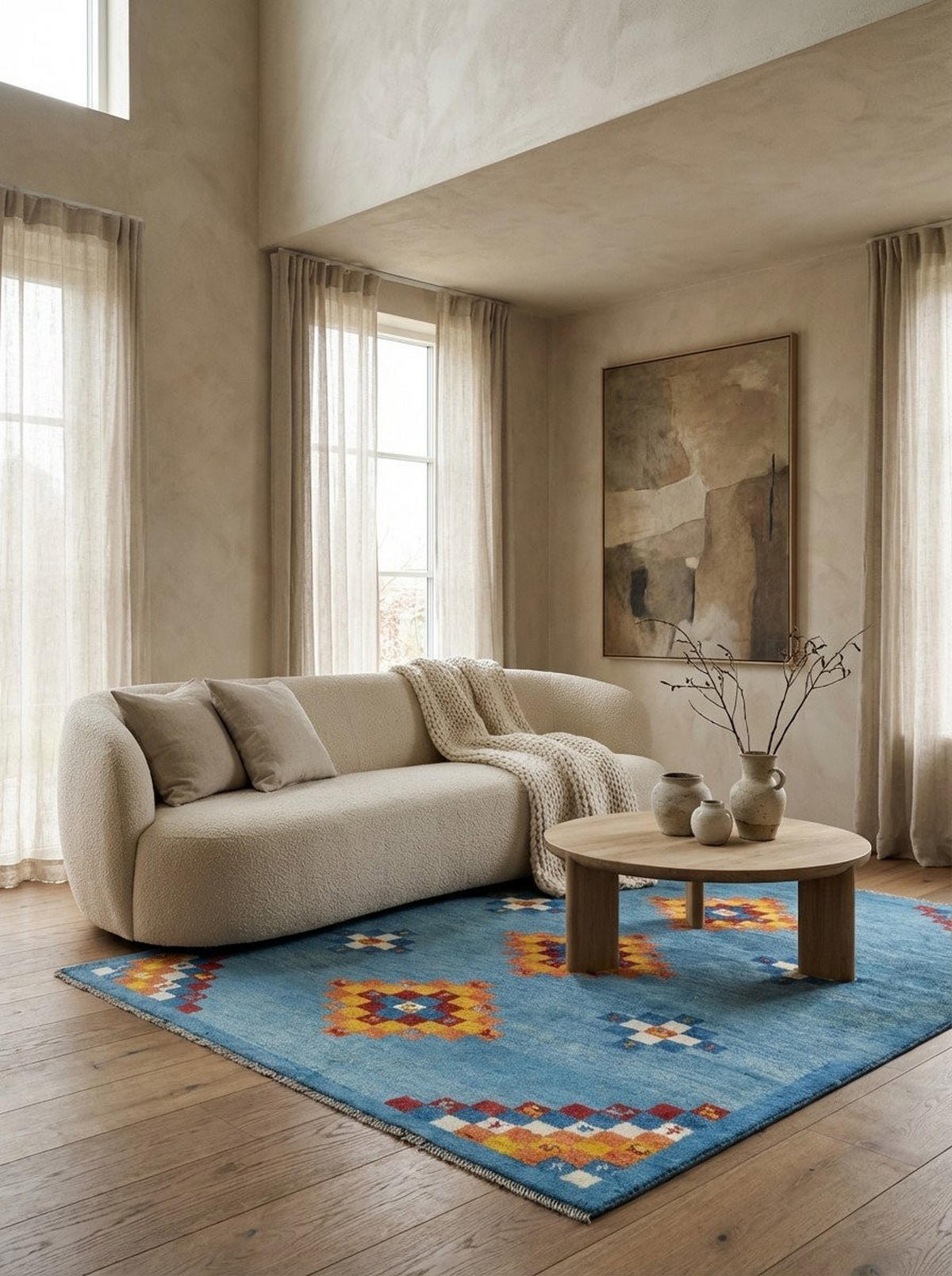 TEPPICH Gabbeh Sonnat Blau 194/153 cm Schurwolle - Blau, Textil (153/194cm) - Looma