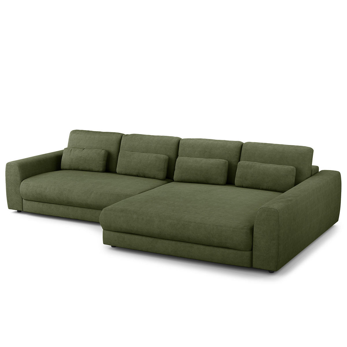 ECKSOFA mit XXL-Longchair - Schwarz/Grün, Kunststoff/Textil (323/182cm) - home24