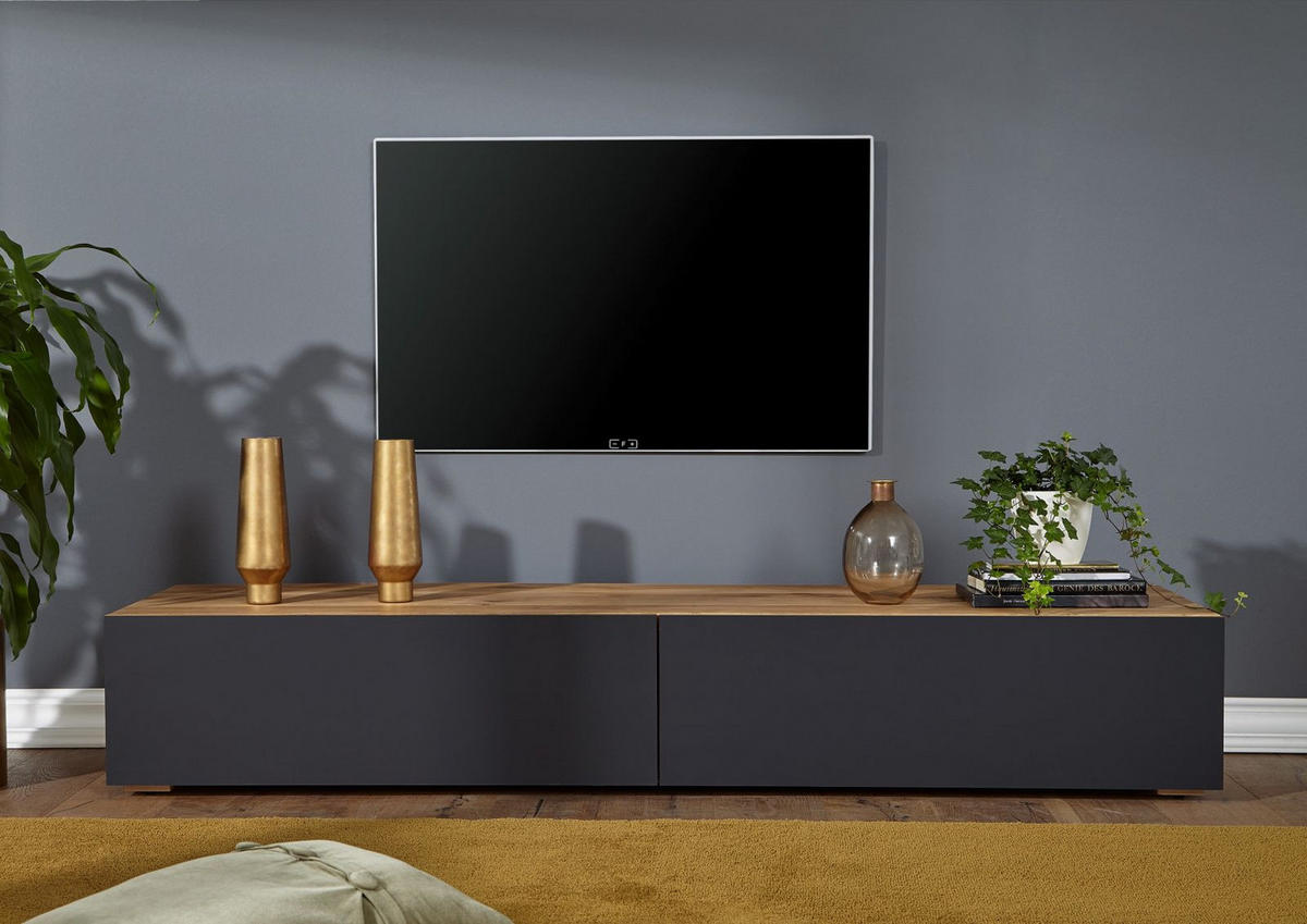 TV-BOARD Wild-/Zerreiche 195x52x32 natur geölt FRANKFURT #109 - Naturfarben, Holz (195/32/52cm) - Massivmoebel24