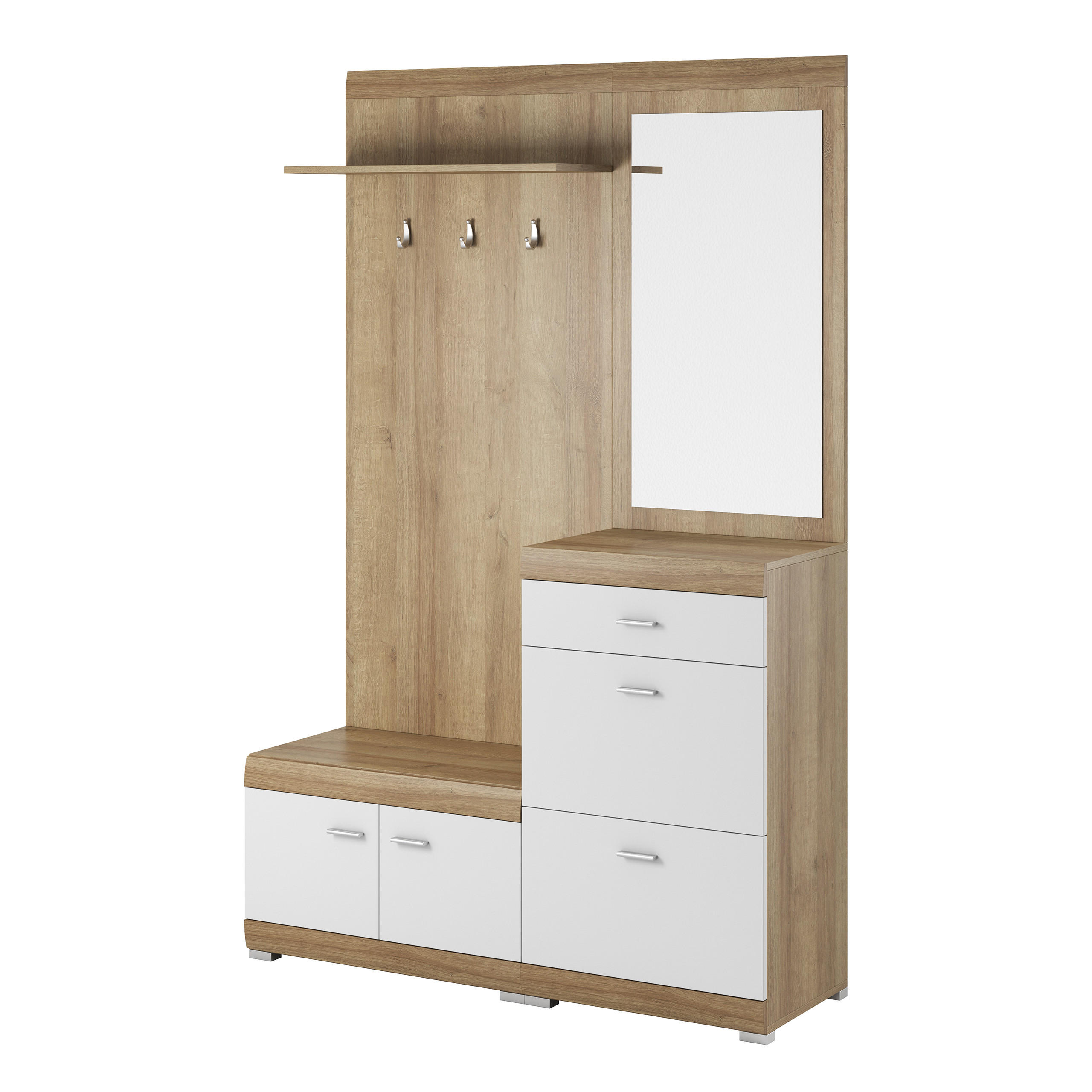 Masseno Garderobenschrank Eiche, Weiß 135x197x34 cm