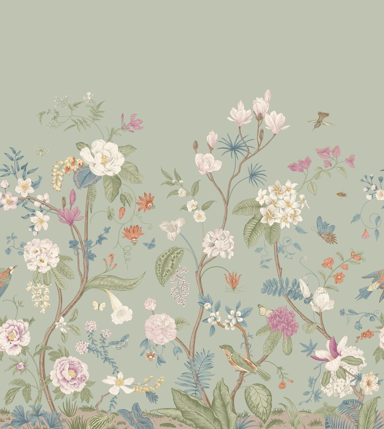 FOTOTAPETE Blumen 2.5 x 2.79 m - Grün, Papier (250/279cm) - ESTAhome