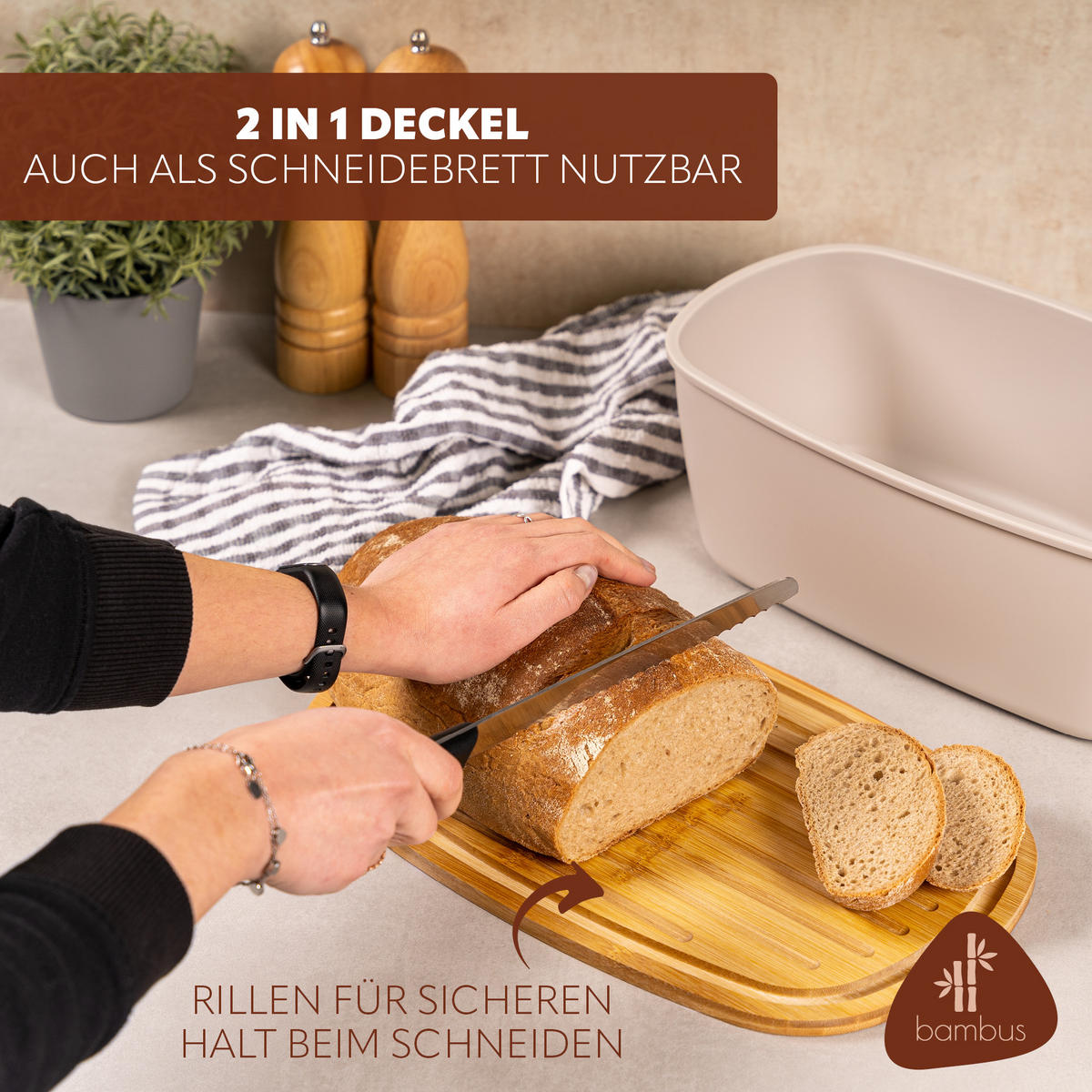 BROTKASTEN, grau - Grau, Kunststoff (22.5/13.5/37cm) - bremermann