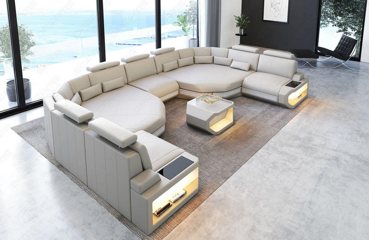 WOHNLANDSCHAFT Asti XXL - Beige, Leder (435/93/280cm) - Sofa Dreams