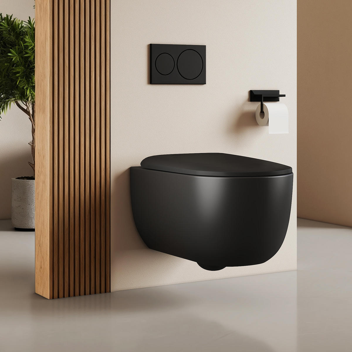 WAND-WC Spülrandlose CT03 55,5/36,5 cm Matt Schwarz - Schwarz, Keramik (36.5/36/55.5cm) - EMKE