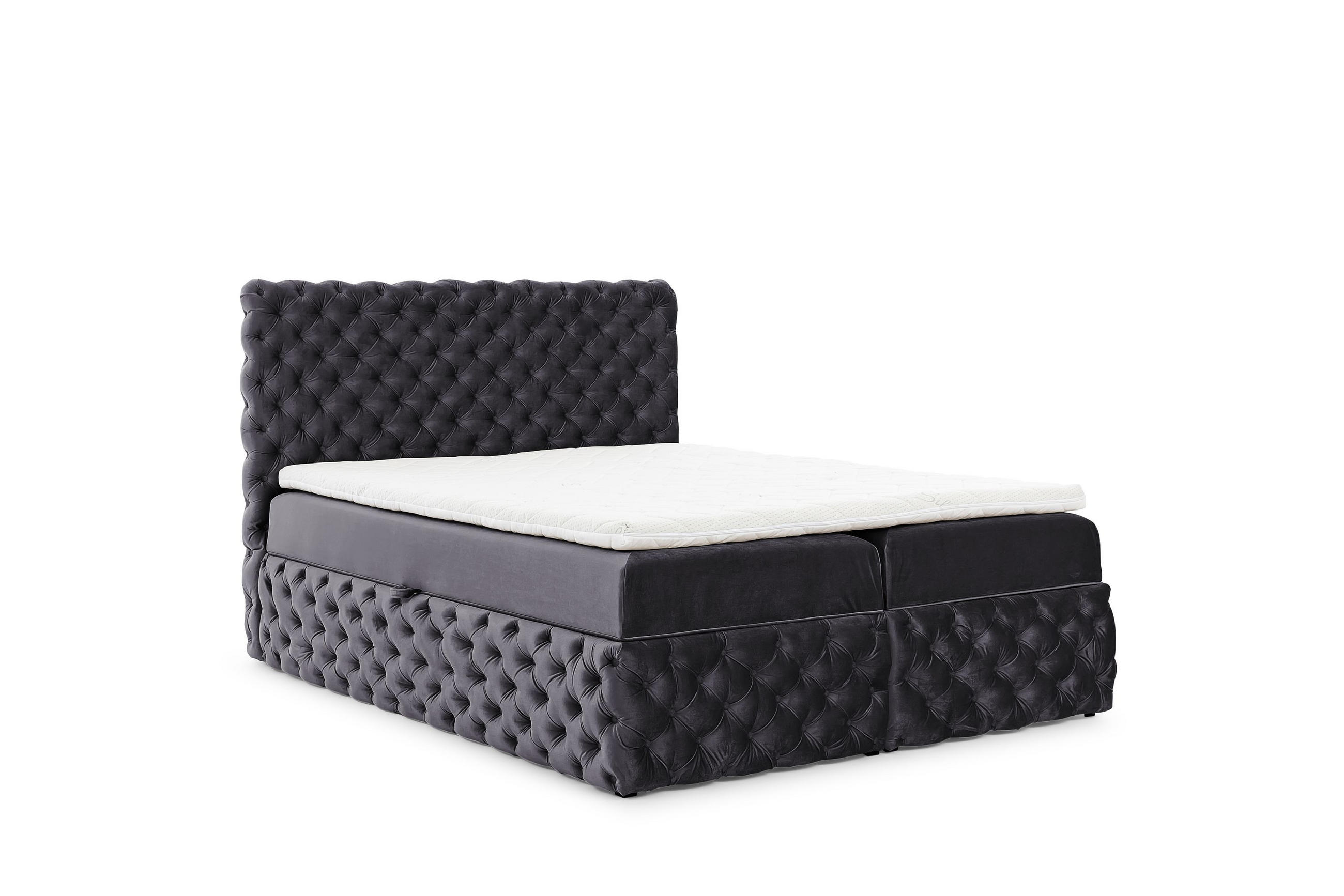 BOXBETT mit zwei Stauraum 120x200 cm in Graphit - Graphitfarben, Textil (120/200cm) - Home Collective