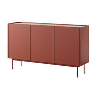 KOMMODE 144 cm Laris - Beinen, 3 Türen, Rot - Rot, Holz (144/83/37cm) - Emporius