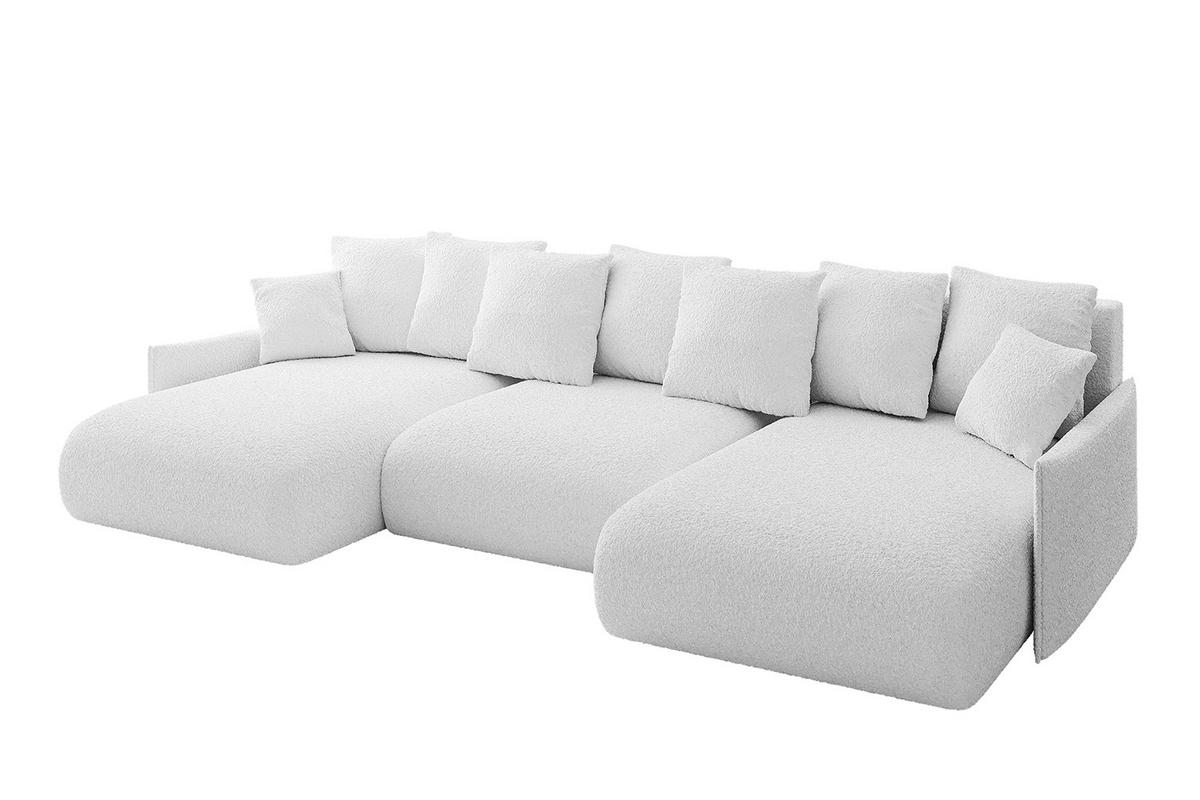 WOHNLANDSCHAFT mit Schlaffunktion und Bettkasten ONESK-U-v1 304x165x40 Weiß Bouclé - Weiß, Holzwerkstoff/Kunststoff (304/90/165cm) - ALTDECOR