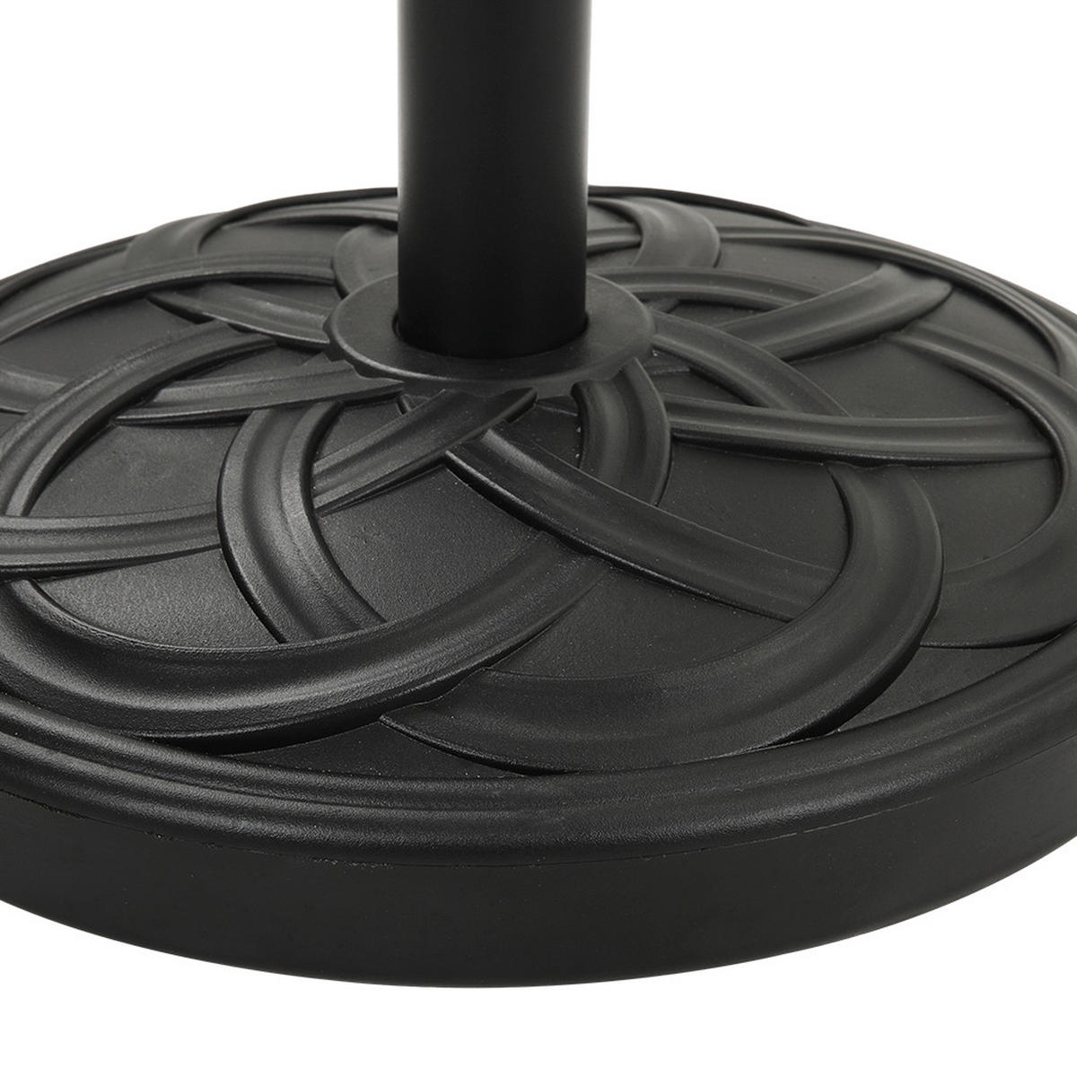 SONNENSCHIRMSTÄNDER Sonnenschirmfuß aus PE + Concrete Stahl in Rattanoptik Schwarz wetterfest und standfest ohne Befüllen Ø45 × 29,5 cm 20 kg - Schwarz, Metall (57/51cm) - Livingandhome