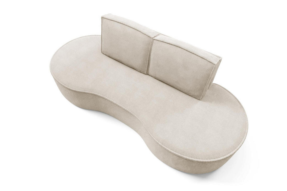 SOFA Flow Hellbeige, mit Kissen in Curio Stoff - Beige/Creme, Holzwerkstoff (234/88/101cm) - Bettso