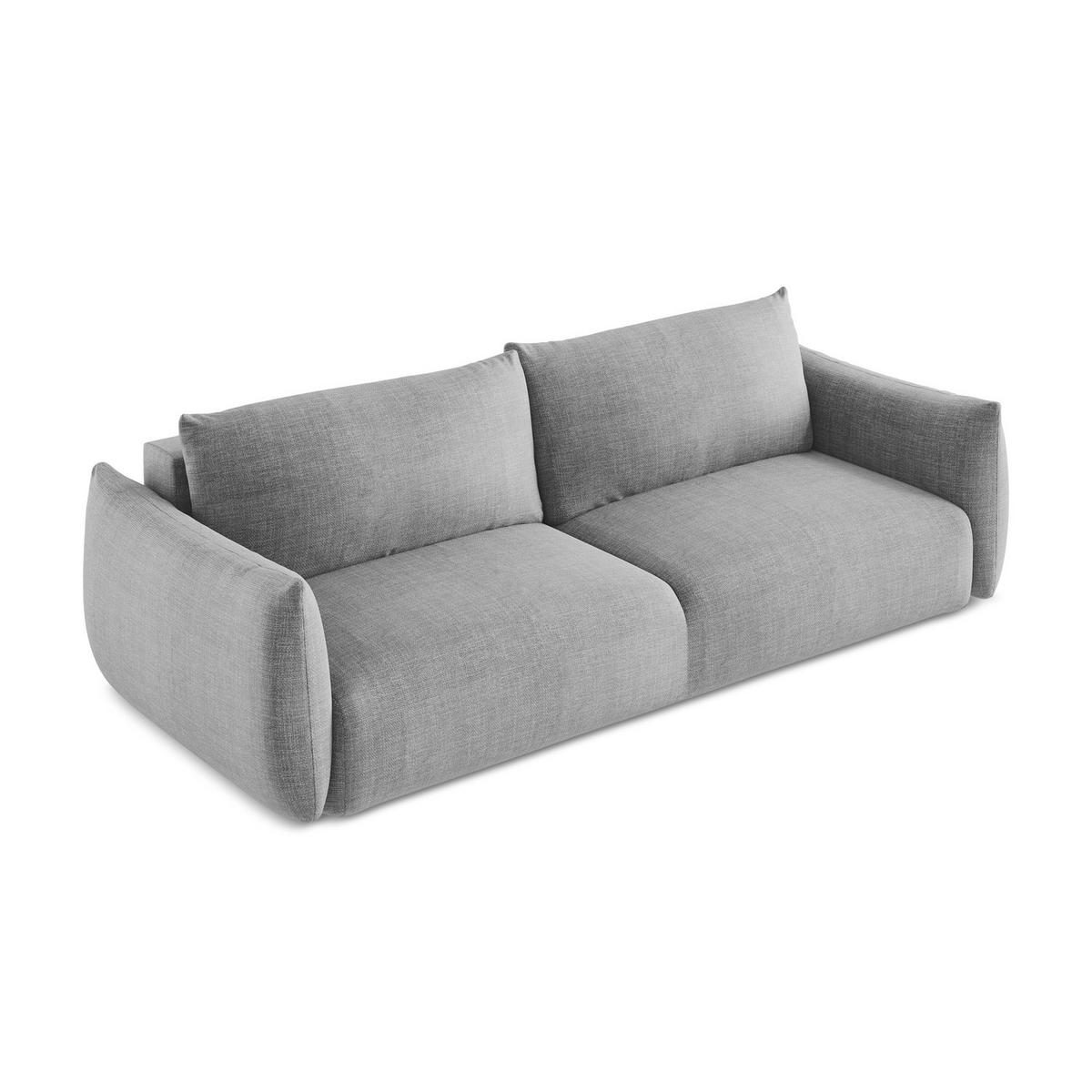 3-SITZER SOFA mit Schlaffunktion Strukturstoff Grau - Hellgrau/Schwarz, Holzwerkstoff/Kunststoff (230/90/105cm) - LaMiaSofa
