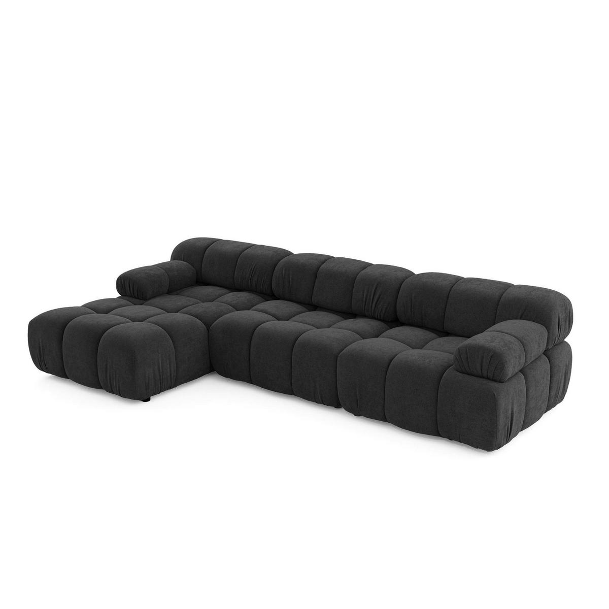 MODULARES Ecksofa MOMENTUM L, Links, Breite 282 cm, strukturierter Stoff, Schwarz - Chromfarben/Schwarz, Holz/Textil (282/155cm) - Muffo