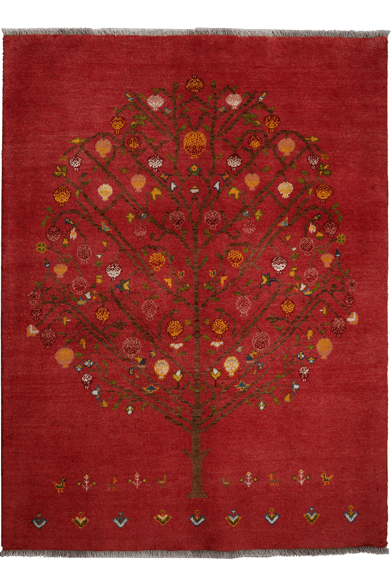 GABBEH-TEPPICH handgeknüpft Rizbaf Rot 200/147 cm Schurwolle - Rot, Textil (147/200cm) - Looma