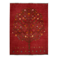 GABBEH-TEPPICH handgeknüpft Rizbaf Rot 200/147 cm Schurwolle - Rot, Textil (147/200cm) - Looma