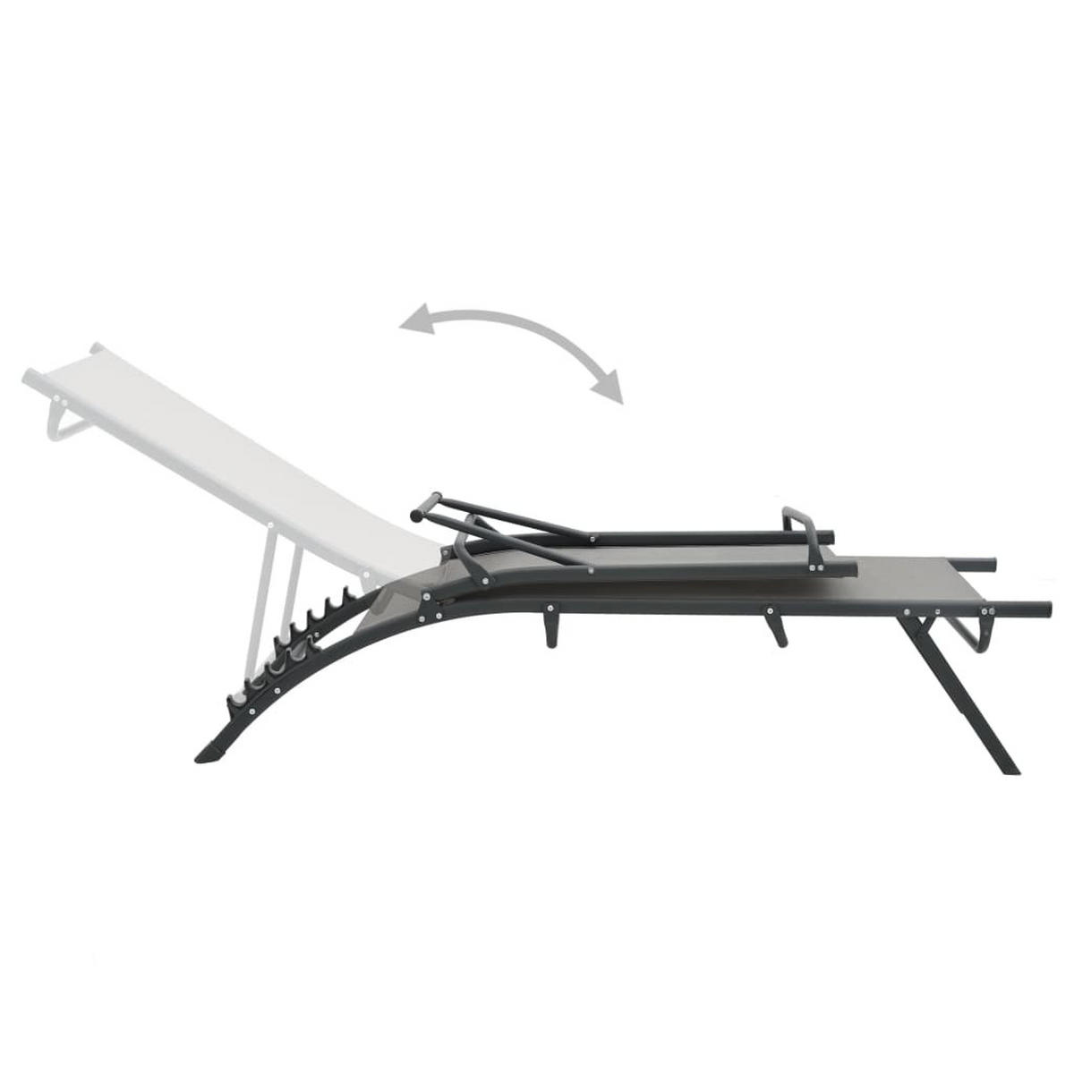 SONNENLIEGEN 2 Stk. Textilene und Stahl - Grau, Metall (53/32.5/180.5cm) - furnicato