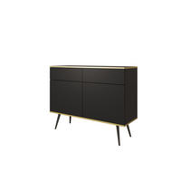 KOMMODE KSZ-107 - KSZ-107, Hochglanz, Schubladen Push-to-Open 107x39x85 cm Schwarz/Schwarz - Schwarz, Holzwerkstoff/Kunststoff (107/85/39cm) - DomoHome