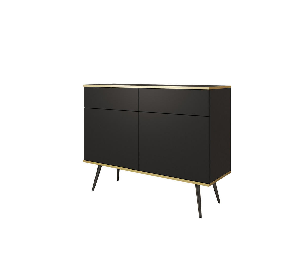 KOMMODE KSZ-107 - KSZ-107, Hochglanz, Schubladen Push-to-Open 107x39x85 cm Schwarz/Schwarz - Schwarz, Holzwerkstoff/Kunststoff (107/85/39cm) - DomoHome