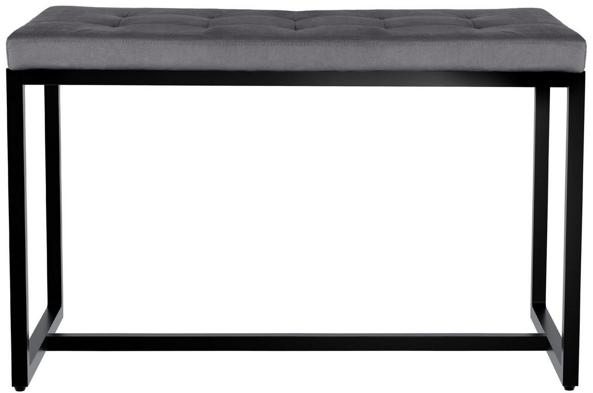SITZBANK 100/40 cm Samt dunkelgrau - Dunkelgrau/Schwarz, Textil/Metall (100/48/40cm) - CLP