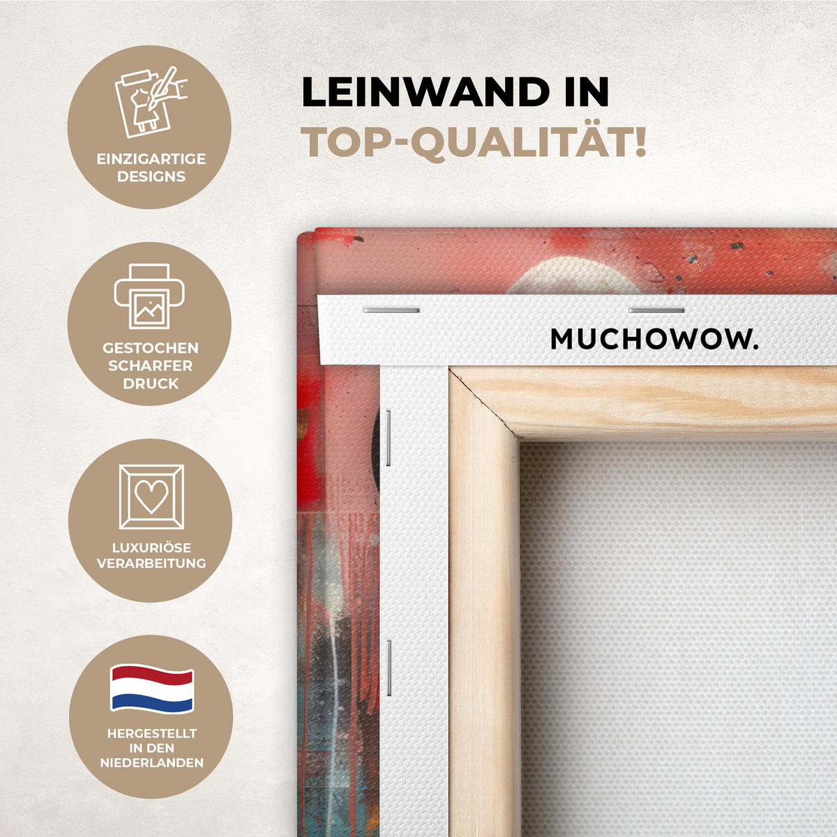 LEINWANDBILD Straßenkunst - Liebe - Graffiti - Kunst - Banksy 20x20 cm - Orange, Textil (20/20cm) - MuchoWow