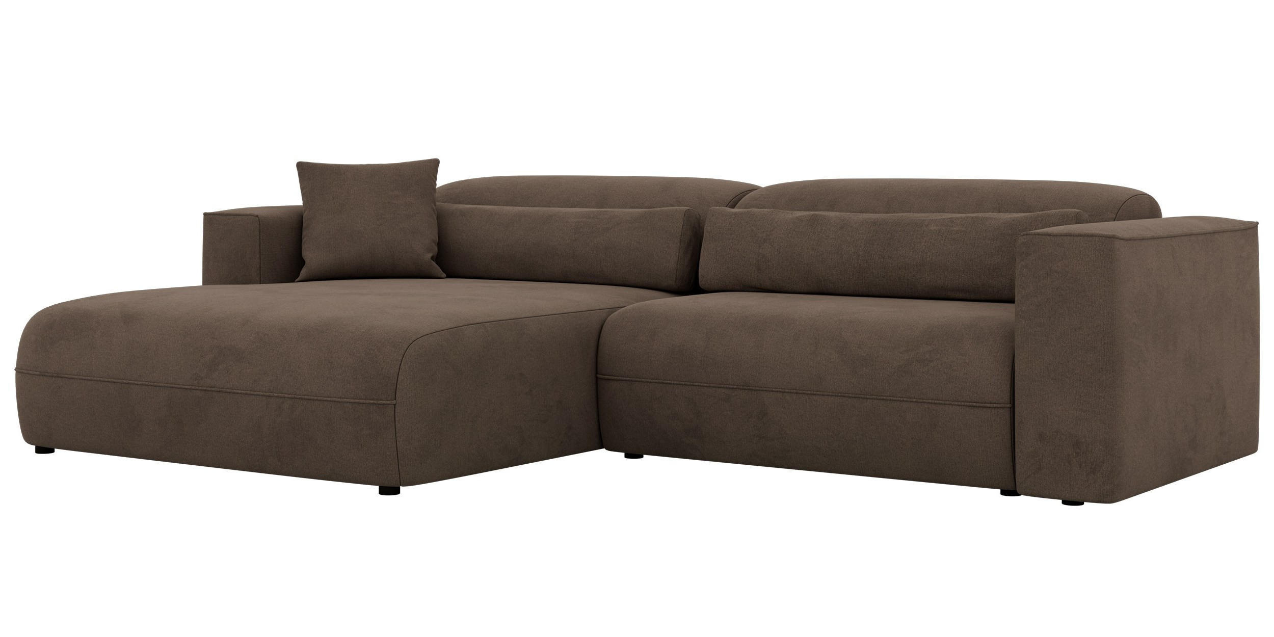 ECKSOFA PAZURRO L - Braun Velvet - Links Seite - Schwarz/Braun, Kunststoff/Textil (288/180cm) - MKS