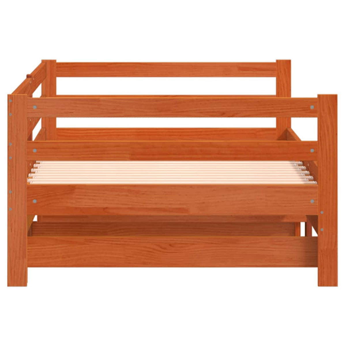 TAGESBETT Ausziehbar Wachsbraun 80/200 Cm Massivholz Kiefer - Braun, Holz (80/200cm) - vidaXL