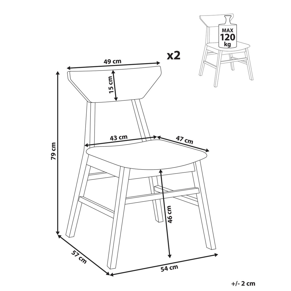 ESSZIMMERSTUHL 2er-Set Dunkelbraun Hopkins - Dunkelbraun/Beige, Holz (54/79/57cm) - Beliani