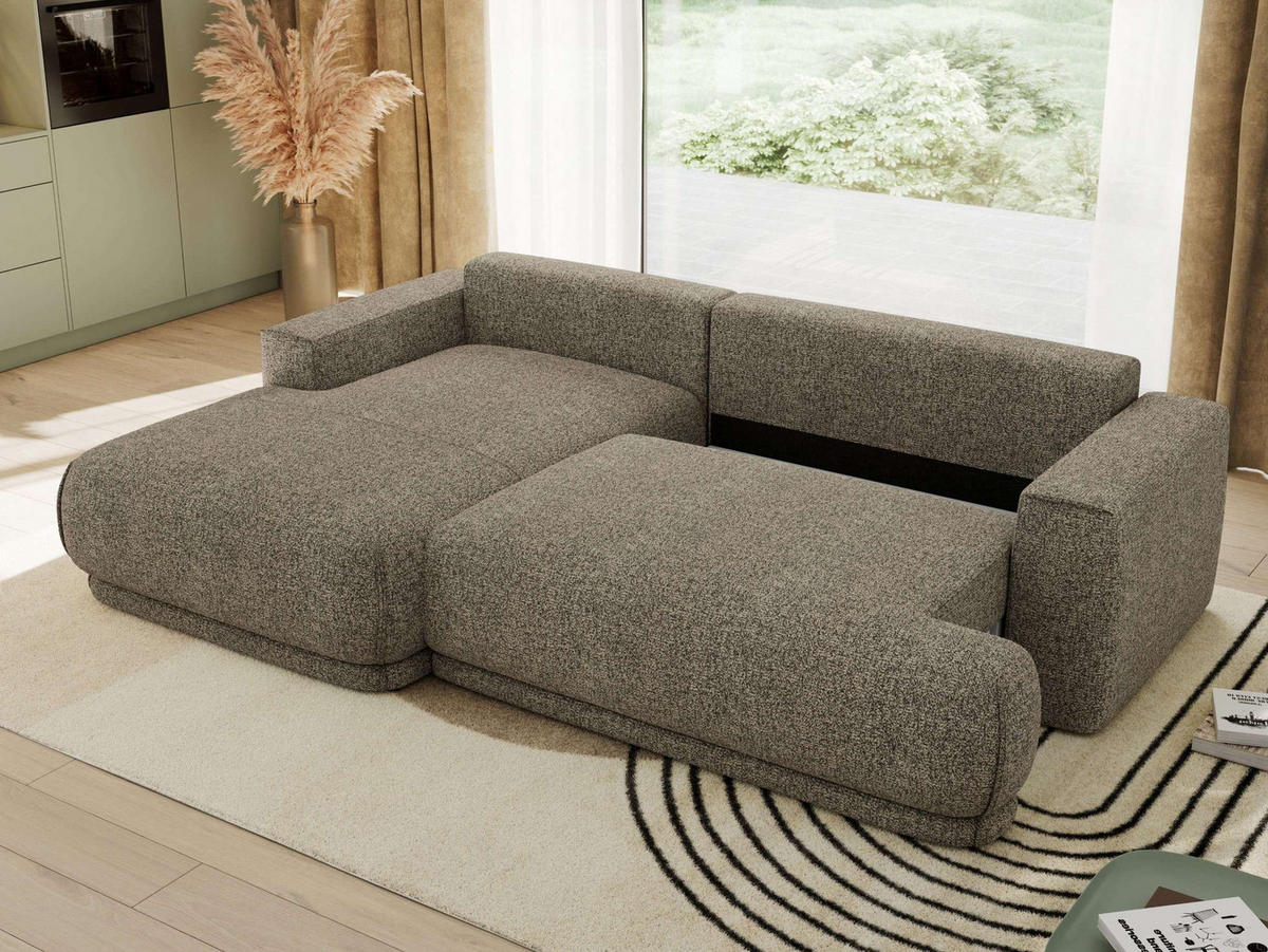 ECKSCHLAFSOFA RINA L Grau Strukture - links - Schwarz/Grau, Kunststoff/Textil (267/170cm) - MKS