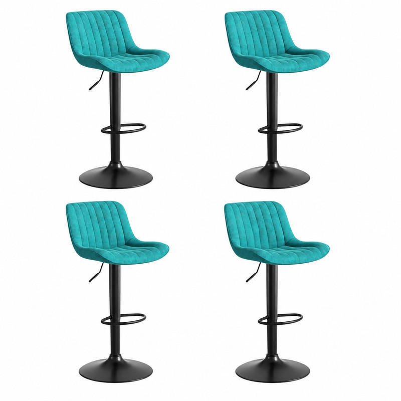 BARSTUHL 4er-Set drehbar höhenverstellbar 87-109 cm Samt Blau - Blau, Metall (46/86/47.1cm) - Meubliv