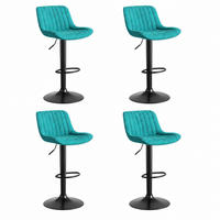 BARSTUHL 4er-Set drehbar höhenverstellbar 87-109 cm Samt Blau - Blau, Metall (46/86/47.1cm) - Meubliv
