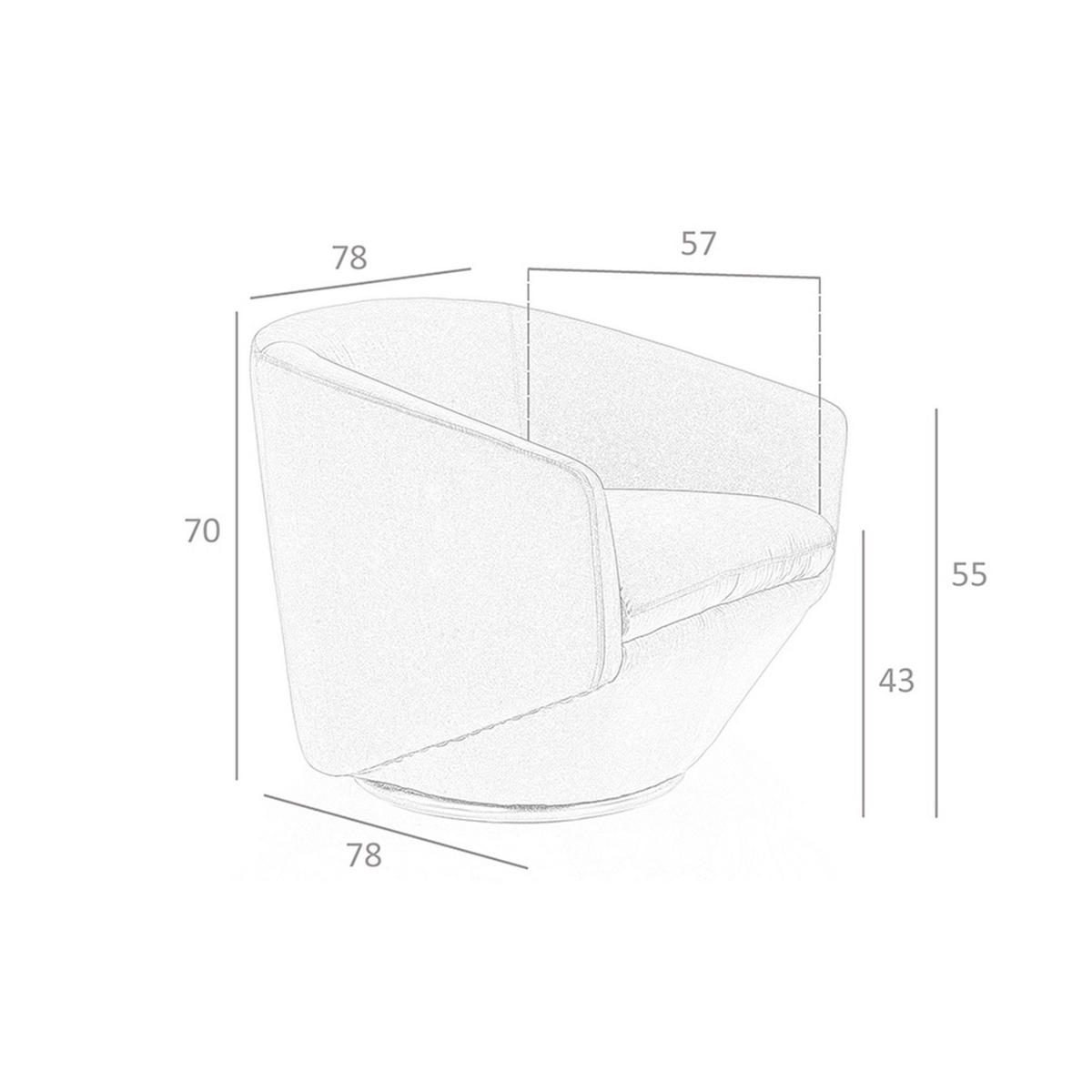 PFIRSICHFARBENER Samt-Drehsessel 78/78/70 cm - Grau, Textil (78/70/78cm) - ANGEL CERDA