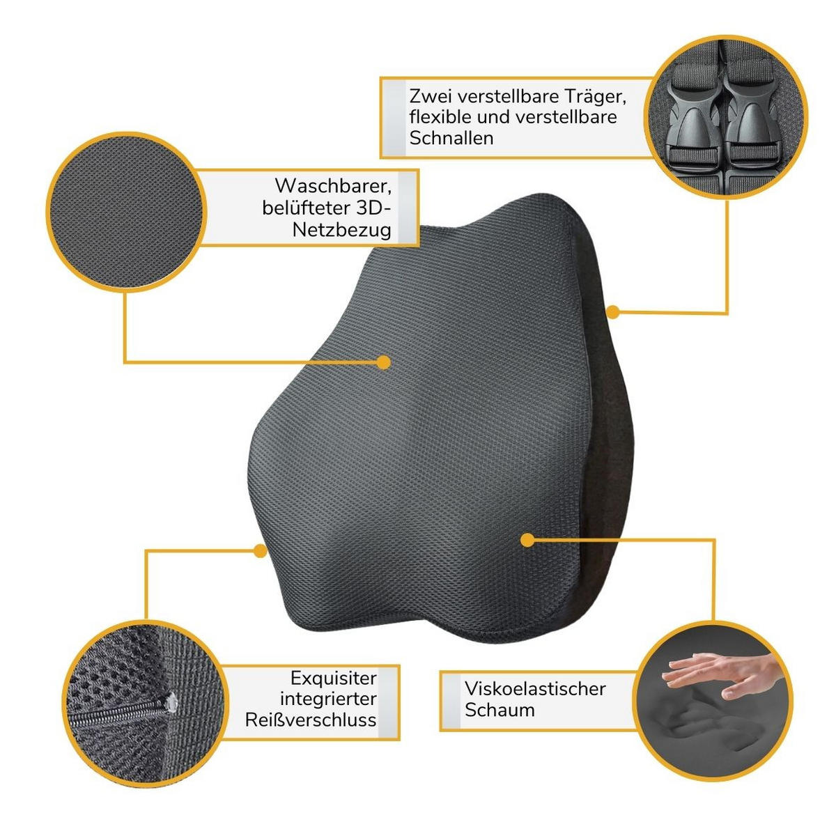 LENDENSTÜTZKISSEN, VERLÄNGERT 45/41/10 CM - (41/45cm) - INPHYSIO