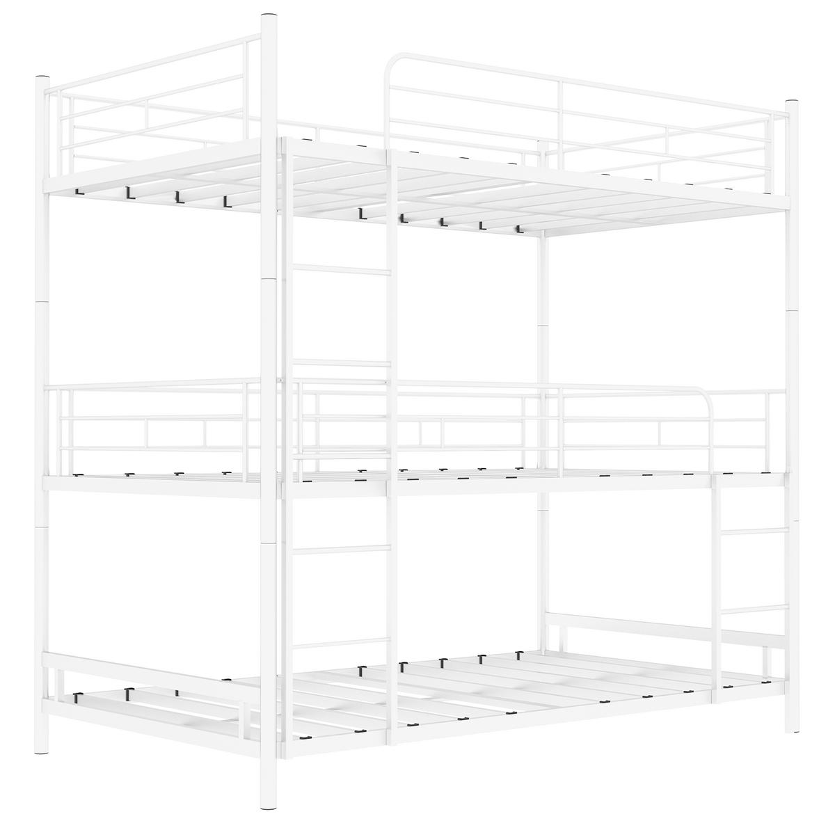 ETAGENBETT für 3 Personen aus Metall Weiß - Weiß, Holzwerkstoff (90/190cm) - Beauniv