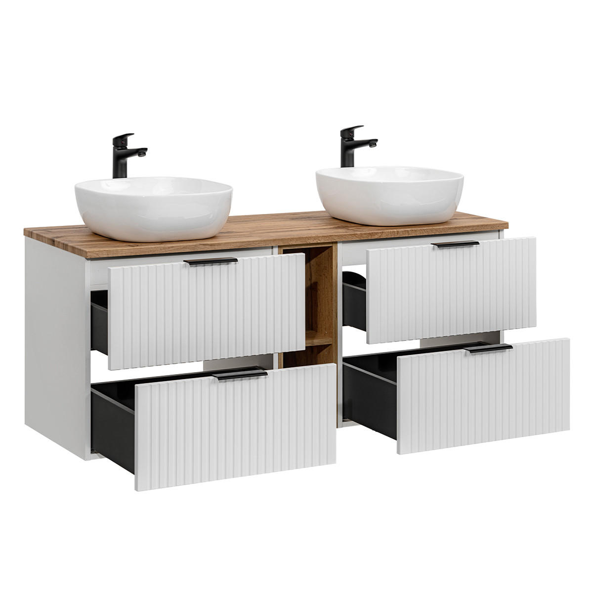 BADMÖBEL Adriel 2er-Set Weiß - Weiß, Holzwerkstoff (140.8/59/46cm) - Petits-meubles