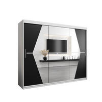 SCHWEBETÜRENSCHRANK 200/250/62 3-türig - Silberfarben/Schwarz, Holz/Kunststoff (250/200/62cm) - Abiks Möbel
