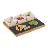8-TLG.SERVIER-SET - Multicolor, Holz/Keramik (28/4.5/22cm) - Relaxdays