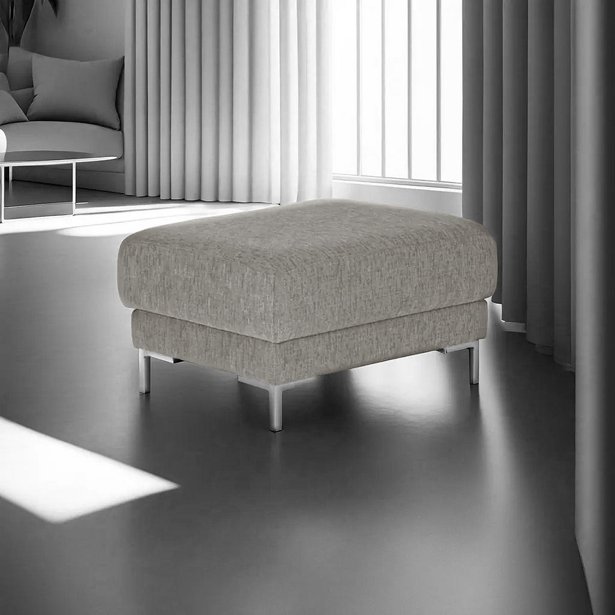 POLSTERHOCKER - Silberfarben/Hellgrau, Textil/Metall (80/44/61cm) - home24