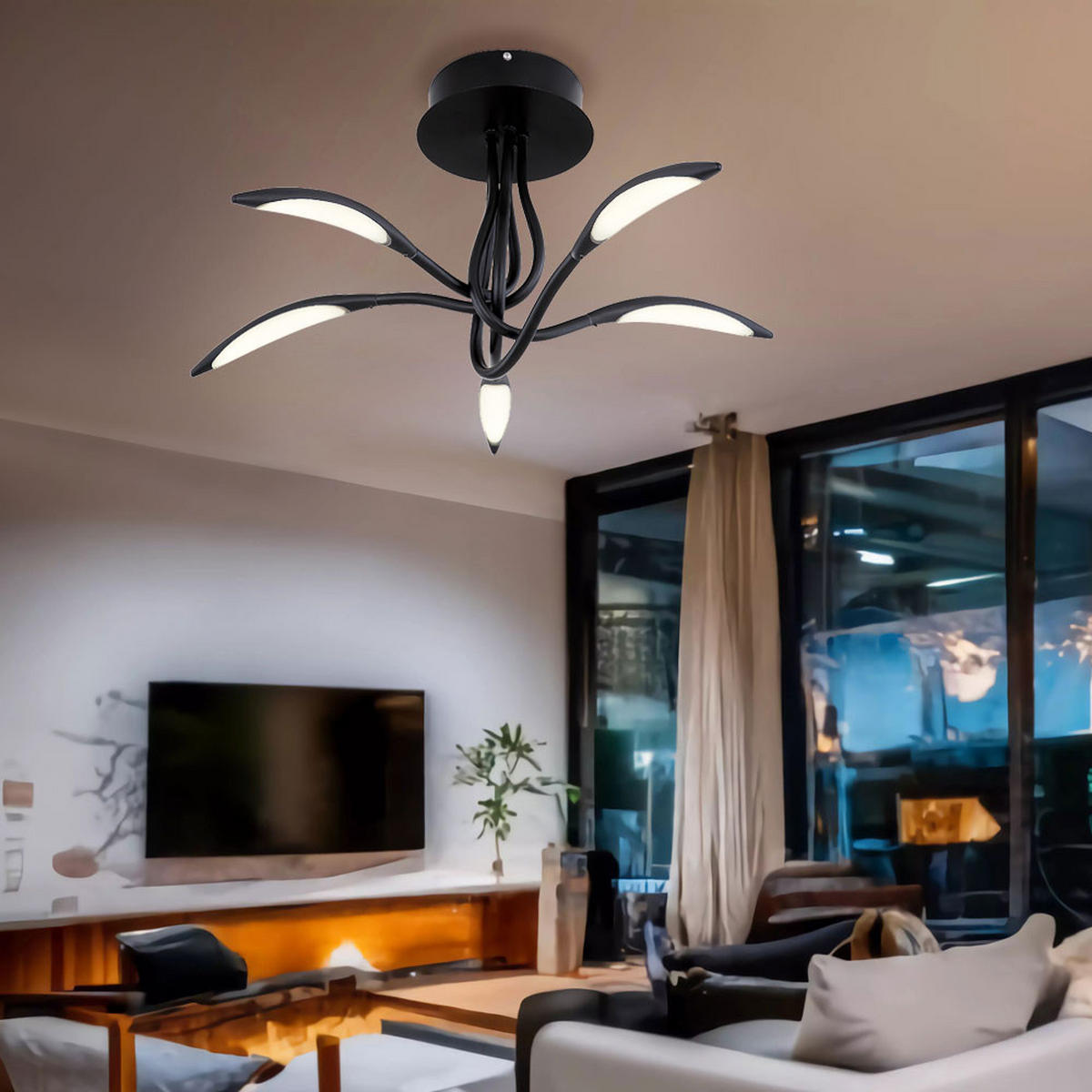 LED DECKENLEUCHTE KAELA Schwarz - Schwarz, Metall (68/68/33cm) - Globo Lighting