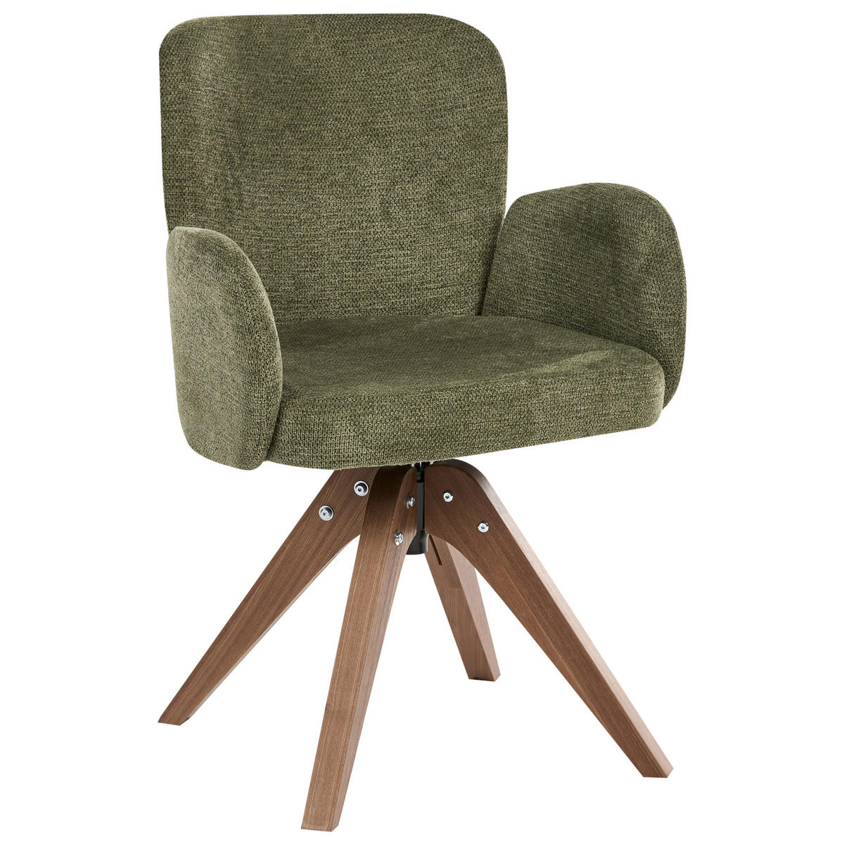 ESSZIMMERSTUHL 2er Set drehbar Stoff Grün Jean - Braun/Grün, Holz/Textil (64/82/70cm) - Beliani