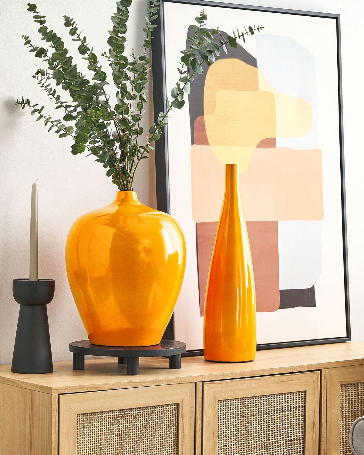 BLUMENVASE Terrakotta orange Terrasa - Orange, Stein (37cm) - Beliani