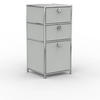 BÜRO-STANDCONTAINER, Metall, 40cm, 2 Schubladen + 1 hohe Schublade, Lichtgrau - Chromfarben/Silberfarben, Metall (40/82.4/39.7cm) - Versee