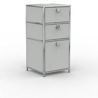 BÜRO-STANDCONTAINER, Metall, 40cm, 2 Schubladen + 1 hohe Schublade, Lichtgrau - Chromfarben/Silberfarben, Metall (40/82.4/39.7cm) - Versee